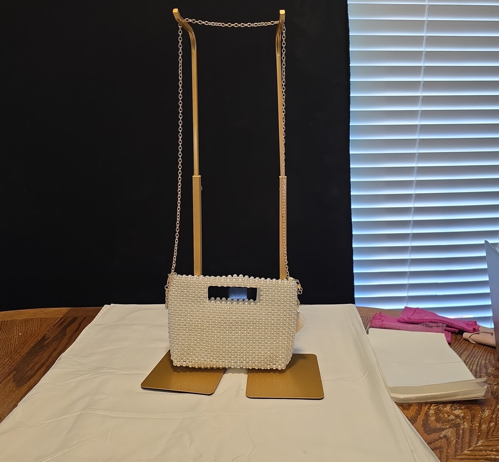 Jessica McClintock Pearl-Embellished Crossbody Bag - Cream